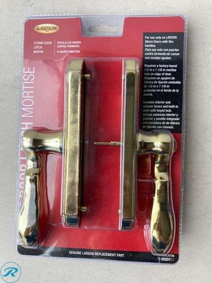 (1) New- LARSON Gold Lockable Storm door Replacement Handleset (Total of 1) - Roller Auctions