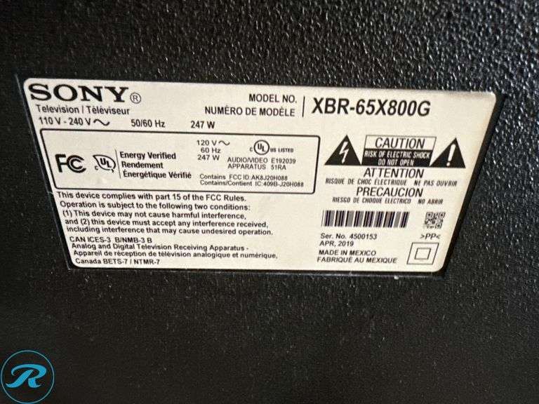 Sony XBR-65X800G 65” 4K Ultra HD LED Smart TV - Roller Auctions