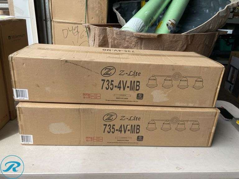 (2) New- Z-Lite Vaughn 31.5-in 4 -Light Matte Black Transitional Vanity light (total of 2 lights) - Roller Auctions