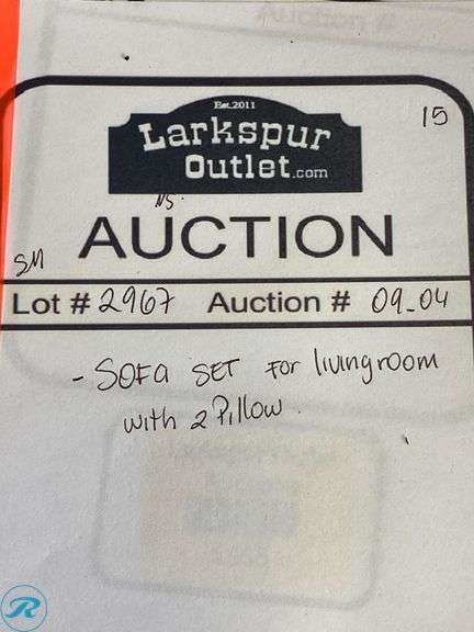 (1) Sofa Set for living room with 2 pillows - Roller Auctions
