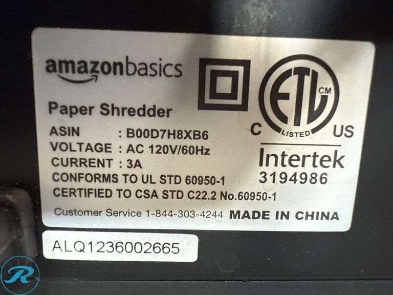 (2) Amazon Basics Paper Shredders with AC 120V/60Hz Voltage - Roller Auctions