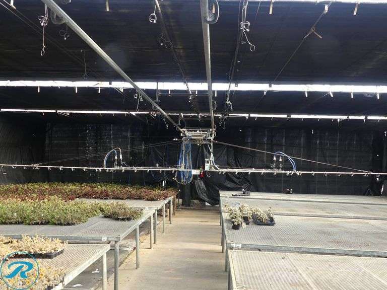 GTI Common Sense Greenhouse 30′ Boom Irrigation System, 120′ Travel Rail, 100′ Follow Track Hose - Roller Auctions