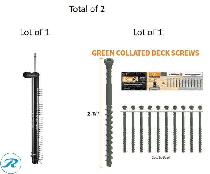 (2) New- (1) CAMO Drive Collated Stand-up Deck Fastening Handheld drill guide (1) CAMO #7 x 2-3/8-in Wood to wood Deck Screws ( 1000 -Per Box ) (Total of 2 items) - Roller Auctions