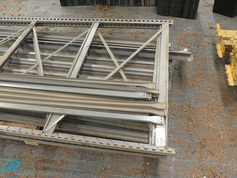 Metal Shelving Unit: (3) Uprights, 96″ x 48″, 8′ Crossmembers and Pallet of Wood Shelves - Roller Auctions