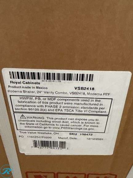 Shaker Moderna 24-Inch Vanity Combo by Royal Cabinets, Fully Assembled - Roller Auctions