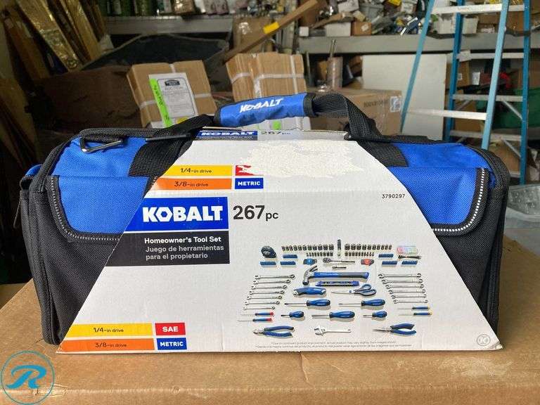 (1) New- Kobalt 267 -Piece Chrome Household Tool Set with Soft Case (total of 1 Tool Set with Case) - Roller Auctions