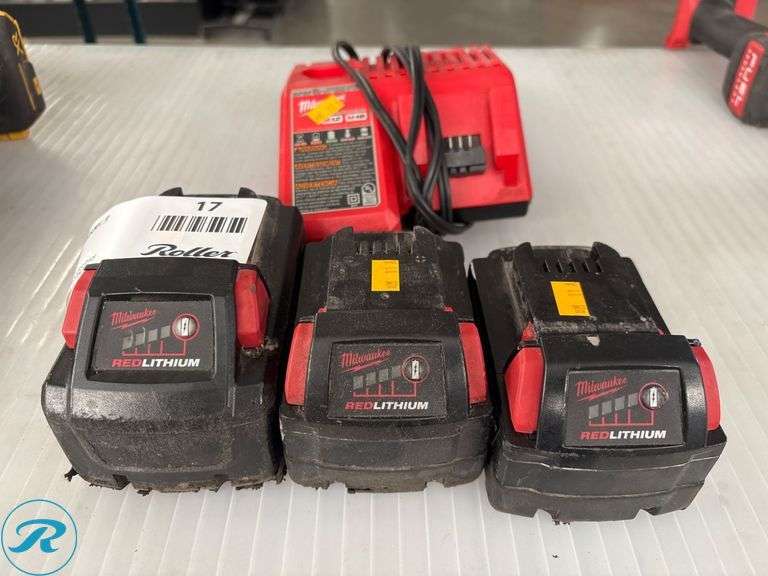 (3) Milwaukee M18 REDLITHIUM Batteries XC 5.0 and XC 8.0 with Charger