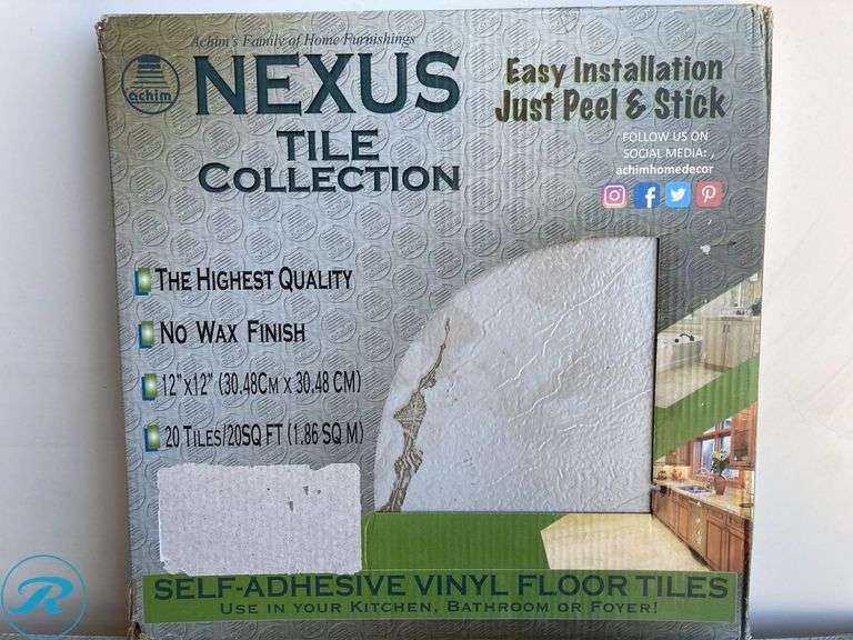 (10) New- Achim Classic White with Grey Veins Stone look 0.07-mil x 12-in W x 12-in L Peel and Stick Vinyl Tile Flooring ( 20-sq ft Carton ) (total of 200 sq ft) - Roller Auctions