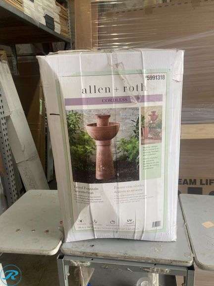 (1) Open Box- allen + roth 30-in H Plastic Tiered Outdoor Fountain Pump Included (total of 1) - Roller Auctions