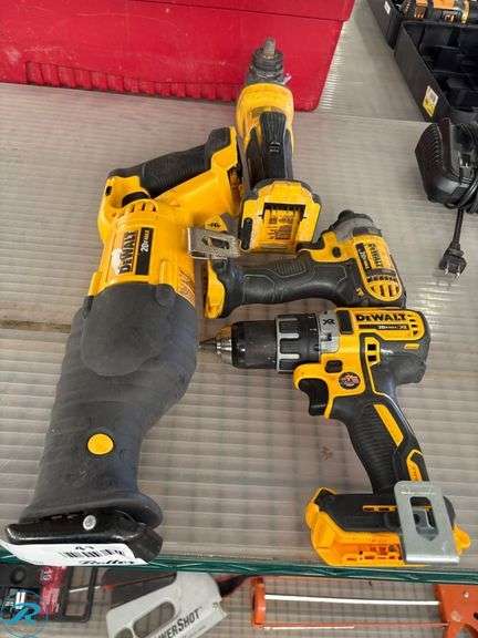 (4) DeWalt 20V Cordless Power Tools Including DCS380, DCD791, DCF885, and DCG416