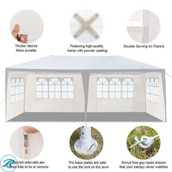 (1) New- Winado 20-ft x 10-ft Rectangle White Party canopy - Roller Auctions
