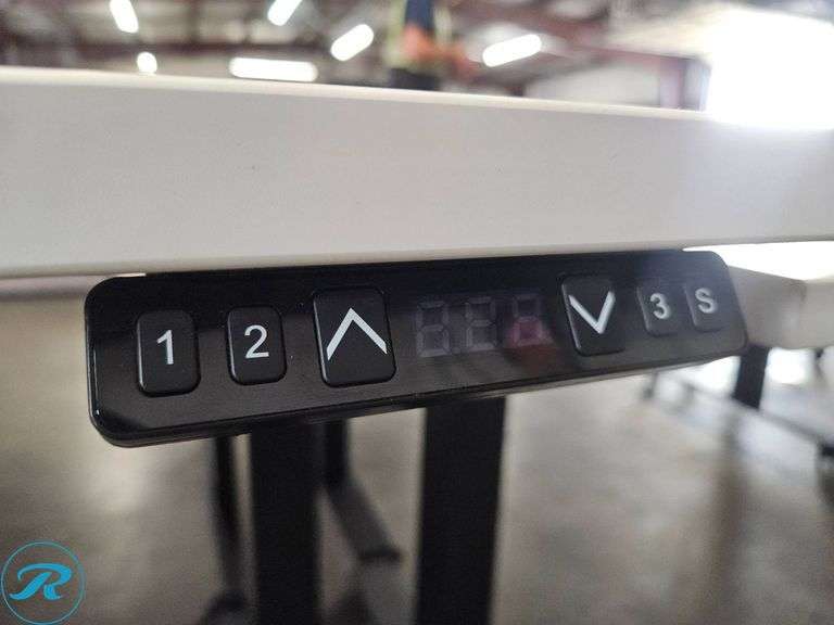 Electric Height-Adjustable Desk with White Top and Black Base, 60×30 Inches - Roller Auctions