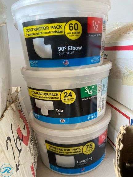 (500) new- Assorted PVC Plumbing supplies, Coupling, eblow, cap and tees (more the 500+ approx items) - Roller Auctions
