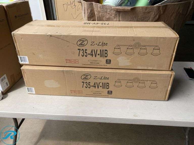 (2) New- Z-Lite Vaughn 31.5-in 4 -Light Matte Black Transitional Vanity light (total of 2 lights) - Roller Auctions