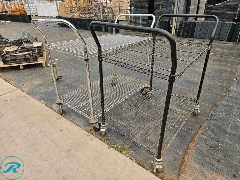 (2) 2-Tier Wire Rack Carts - Roller Auctions