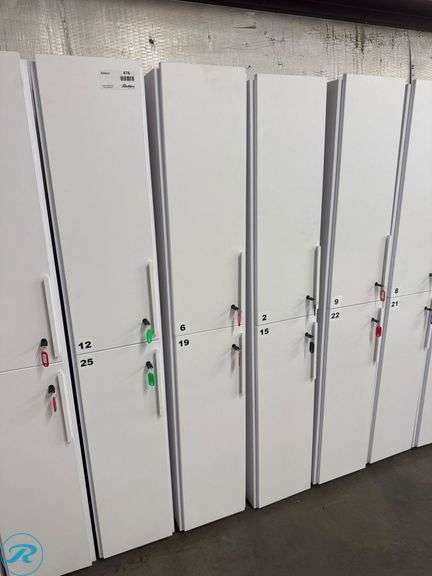 (4) 2-Bay White Lockers with Numbered Doors - Roller Auctions