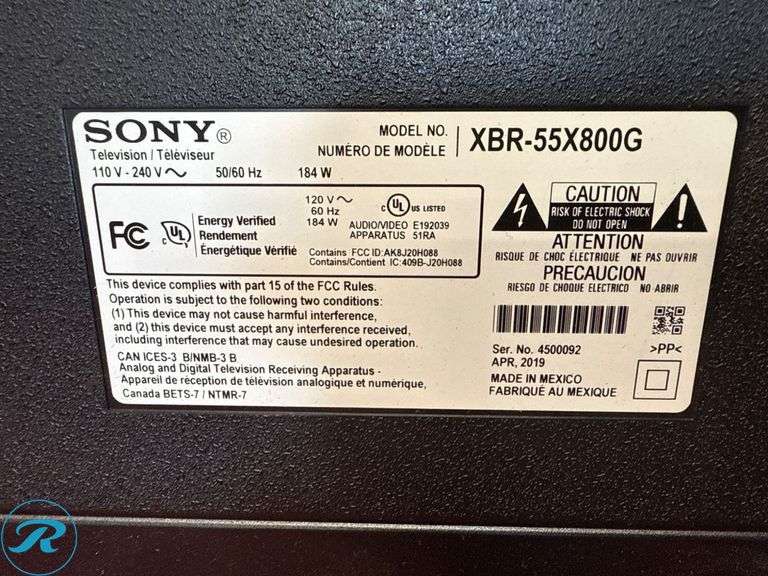 Sony XBR-55X800G 55” 4K Ultra HD Smart TV - Roller Auctions