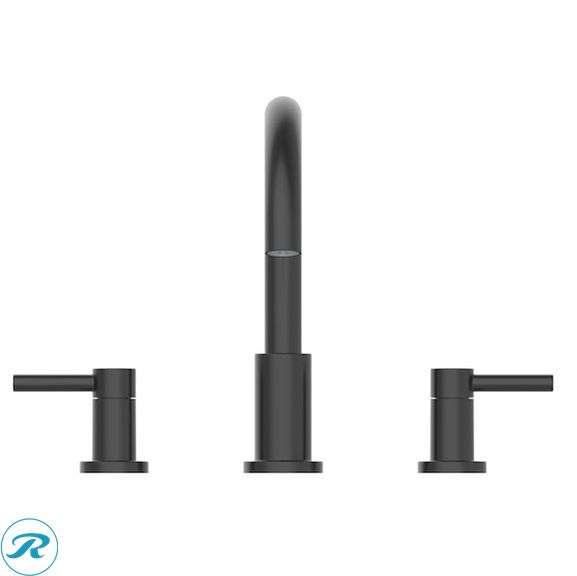 (1) New- allen + roth Matte Black 2-handle Deck-mount Roman Mid-arc Bathtub Faucet ( Valve Included ) (total of 1)