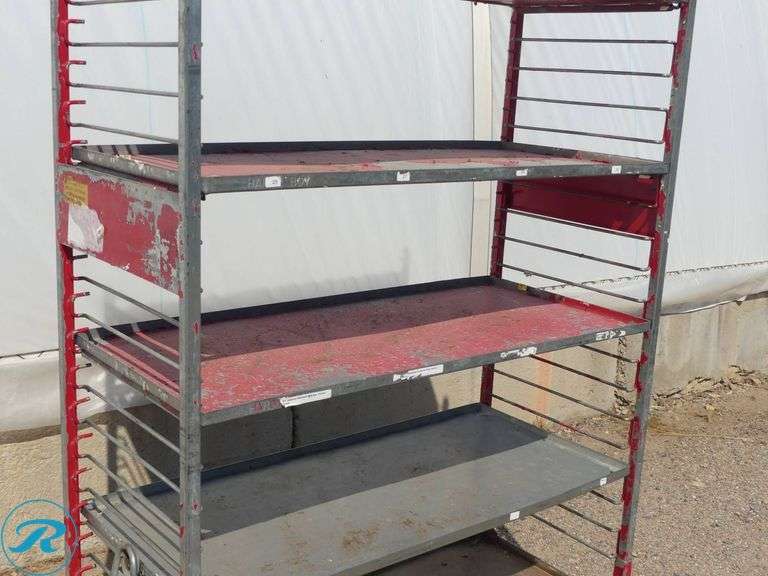 (4) Towable Multi-Tier Nursery Carts With Adjustable Shelves, 48″ x 21″ x 82″ - Roller Auctions