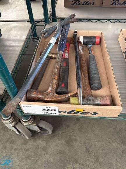 Hand Tools Including Hammers, Pry Bars, and Mallets