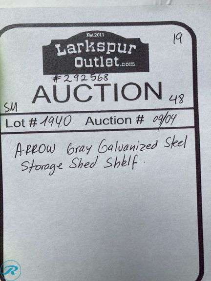 (1) New- Arrow Gray Galvanized Steel Storage Shed Shelf - Roller Auctions