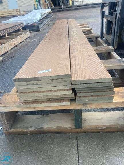 (15) New- (8) Fiberon Good Life 3/4" x 11.75" x 12ft Cabin Square composite Deckboard (7) Fiberon Good Life 3/4" x 7.25" x 12ft Cabin Square Riser - Roller Auctions
