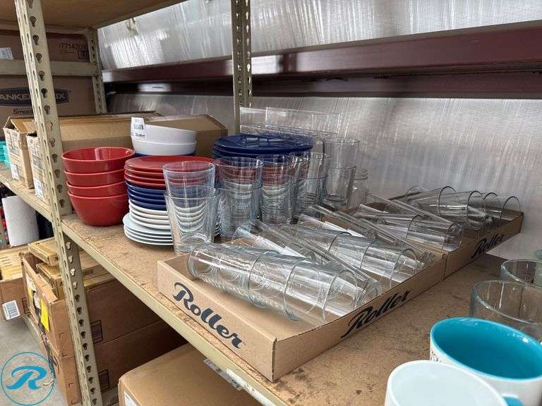 Dinnerware Set Including Bowls, Plates, and Glass Tumblers - Roller Auctions