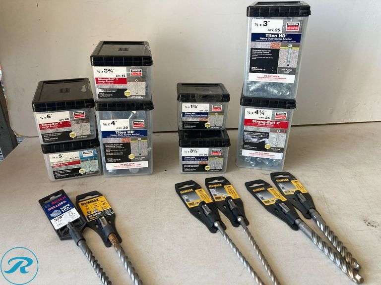 (14) New- Assorted Lot of wedge anchors and drill bits all different sizes (see photos approx 14 items) - Roller Auctions