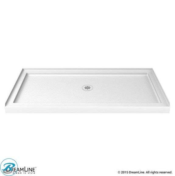 (1) New- DreamLine SlimLine 30-in W x 60-in L Center White Single Threshold Rectangle Shower Pan Base with 2.75-in H Threshold