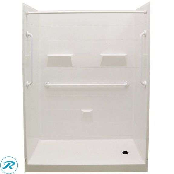 (1) New- Laurel Mountain Jackson 5 -Piece 60-in W x 30-in L x 79-in H Rectangle Alcove shower kit ( Right Drain) Base and Wall White Hardware Included (total of 1)