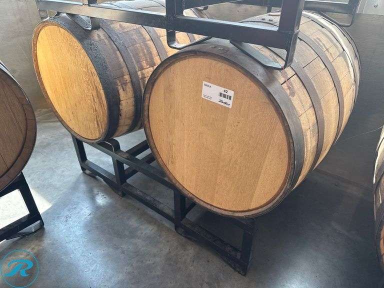 (2) Wood Barrels with Stand