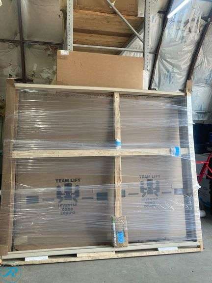 (1) New- Pella 150 Series West 96-in x 80-in x 4-9/16-in Jamb Almond Vinyl Universal Sliding Patio Door with Low-E argon Glass (total of 1)Unassembled total of 5 boxes) - Roller Auctions