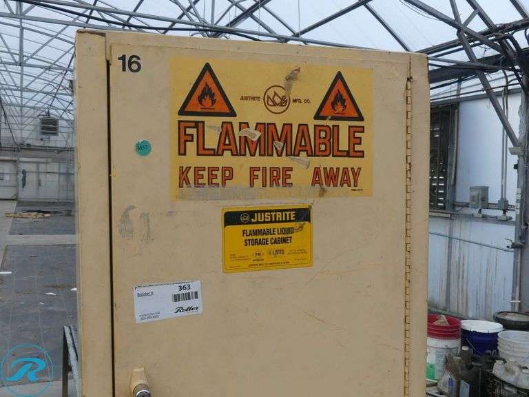 Justrite Flammable Liquid Storage Cabinet, 30-Gallon Capacity - Roller Auctions
