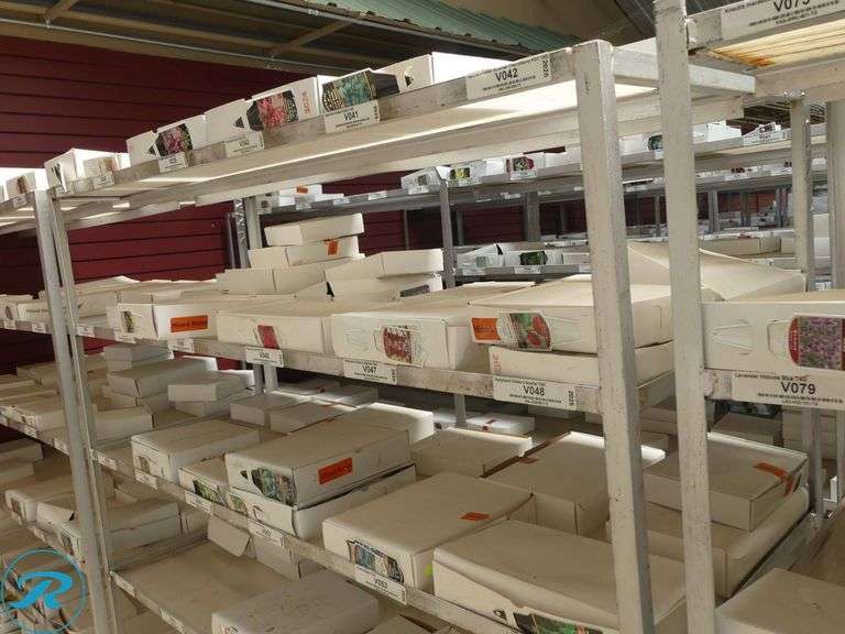 (3) Towable 6-Tier Nursery Carts With Assorted Plant Tag Inventory, 56″ x 21″ x 67″ - Roller Auctions
