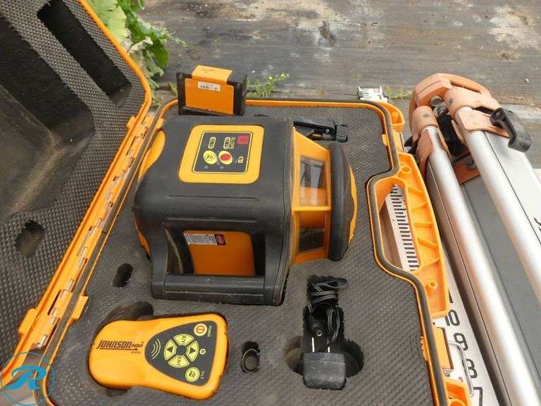 Johnson 40-6535 Self-Leveling Rotary Laser Kit with Tripod and Range Rod - Roller Auctions