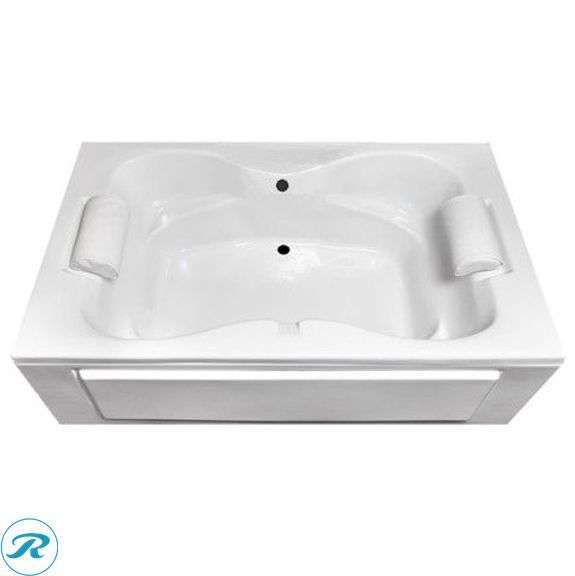 (1) New- Laurel Mountain Seneca lV 42.0-in x 60.0-in White Acrylic Hourglass Alcove Soaking Bathtub ( Back center Drain )(side pillows not included)