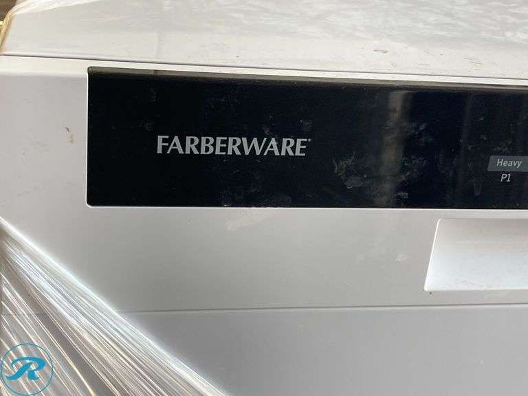 (1) former Airbnb - Farberware professional 19.7" Portable fan countertop dishwasher (white) - Roller Auctions