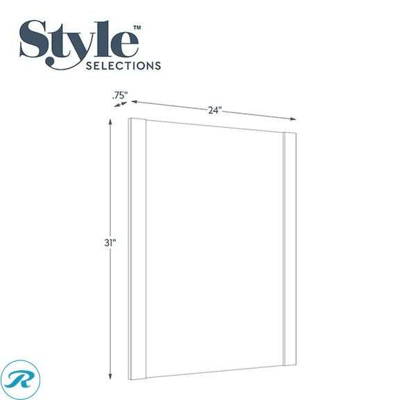 (3) New- (2) Style Selections Acadia 24-in x 31-in Framed Rectangle Bathroom Vanity Mirror ( White ) (1) Lexora Double Sink Bathroom Vanity - Roller Auctions