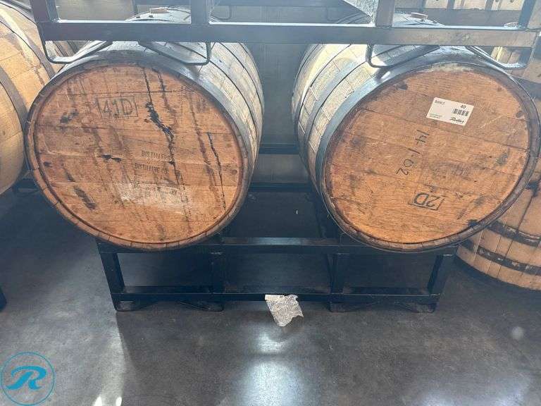 (2) Wood Barrels with Stand - Roller Auctions