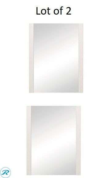 (3) New- (2) Style Selections Acadia 24-in x 31-in Framed Rectangle Bathroom Vanity Mirror ( White ) (1) Lexora Double Sink Bathroom Vanity - Roller Auctions