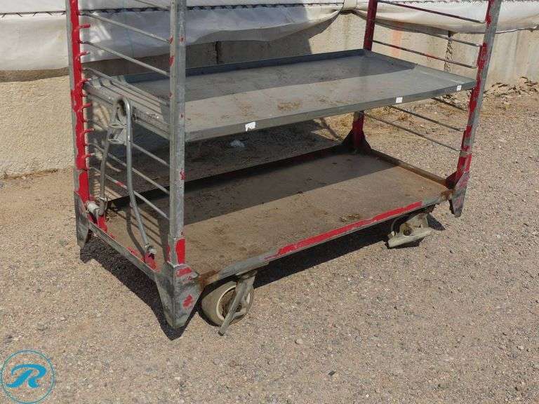 (4) Towable Multi-Tier Nursery Carts With Adjustable Shelves, 48″ x 21″ x 82″ - Roller Auctions