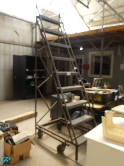 9-Step Rolling Metal Warehouse Ladder - Roller Auctions