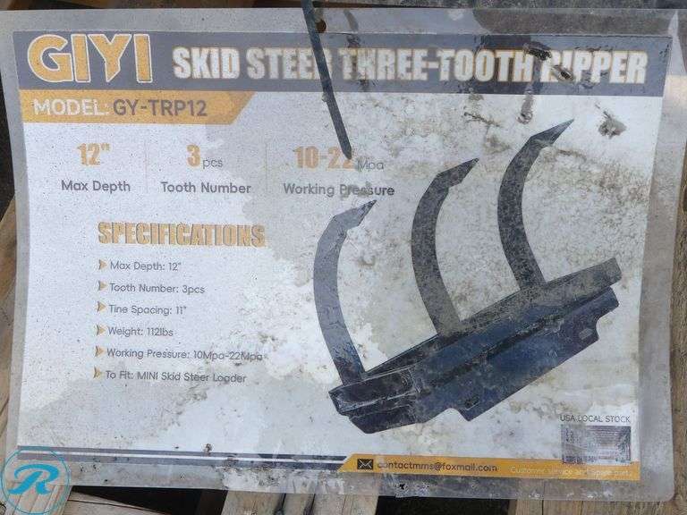 New Giyi GY-TRP12 3-Tooth Ripper Attachment to Fit Mini Skid Steer ...