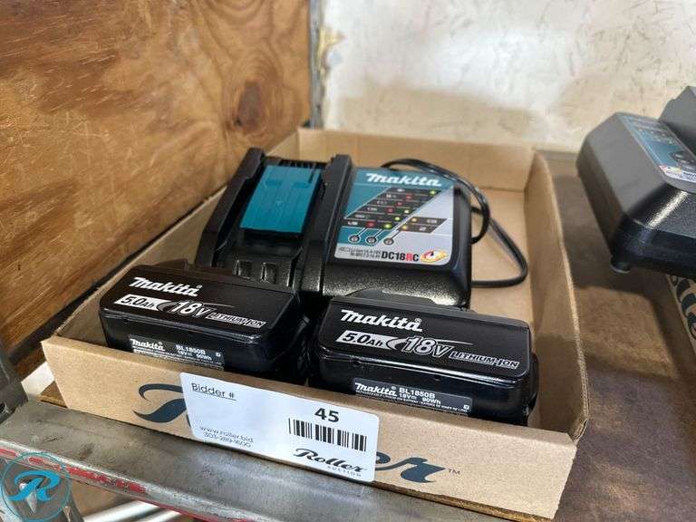 Makita DC18RC Charger With (2) BL1850B 18V 5.0Ah Batteries