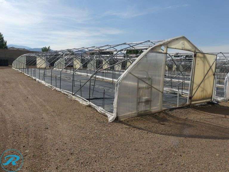 Tunnel Hoop House Frame, 90′ x 17′, With Front and Rear Doors, 60″ x 76″ - Roller Auctions