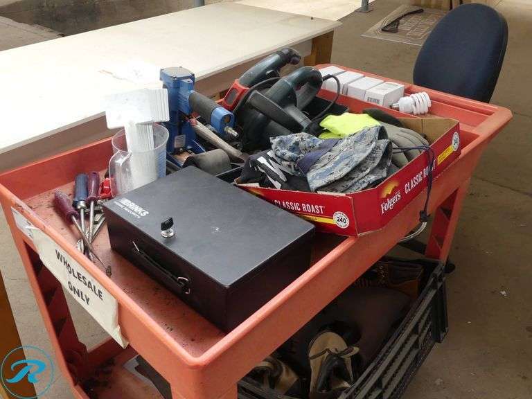 Table and Utility Cart With Contents - Roller Auctions