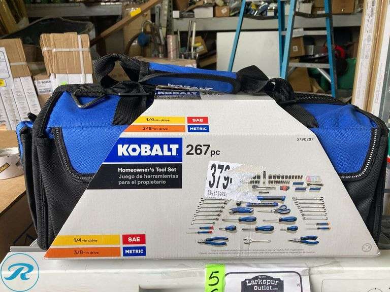 (1) New- Kobalt 267 -Piece Chrome Household Tool Set with Soft Case (total of 1 Tool Set with Case) - Roller Auctions