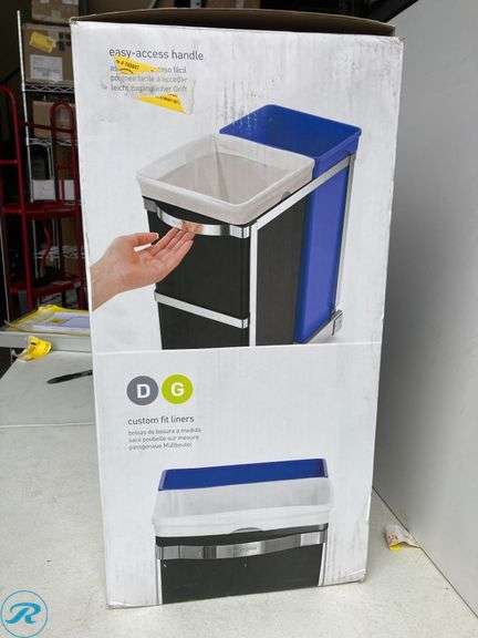 (1) New- simplehuman 10-in x 18-in x 19-in 35 Soft Close 2 Pull-out recycling center (total of 1) - Roller Auctions