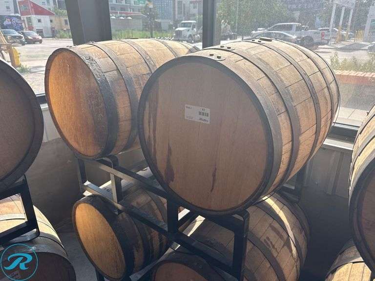 (2) Wood Barrels with Stand - Roller Auctions