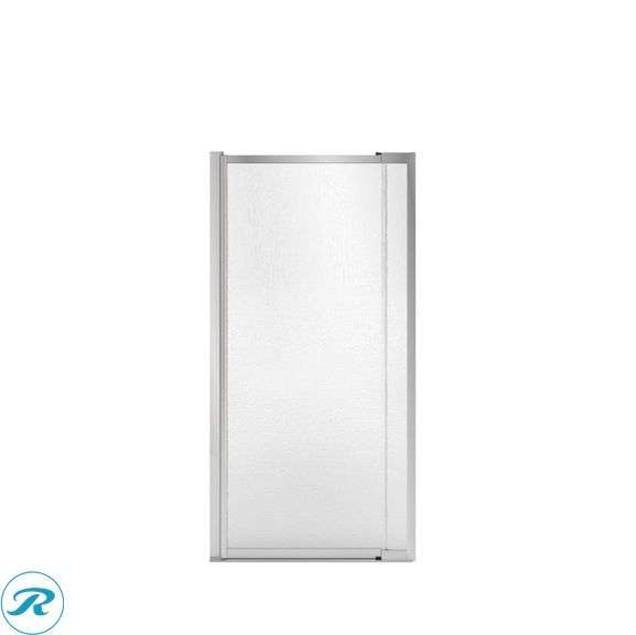 (1) New- MAAX Oxford Chrome 28-in to 32-in W x 64.5-in H Framed Pivot Shower door 5/32-in Thick Rain Glass (total of 1)